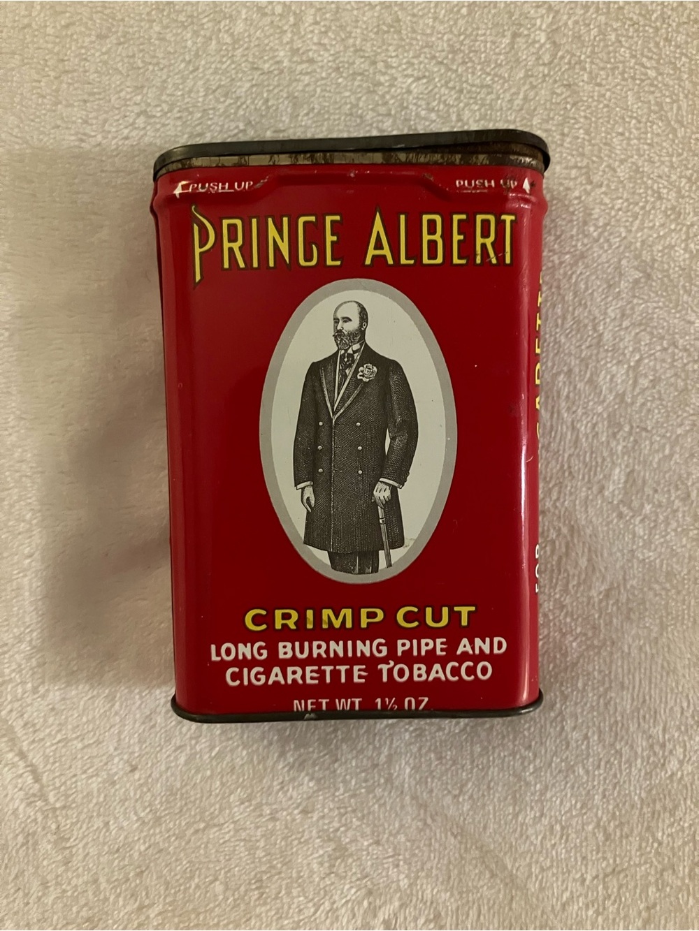 Vintage Prince Albert Red Metal Tobacco Tin Empty